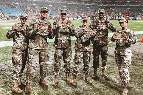 UM's Army ROTC was recognized in Miami's homecoming game at Hard Rock Stadium.